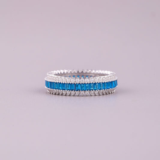 Baguette Blue Sapphire Diamond Vintage Engagement Ring - view 2