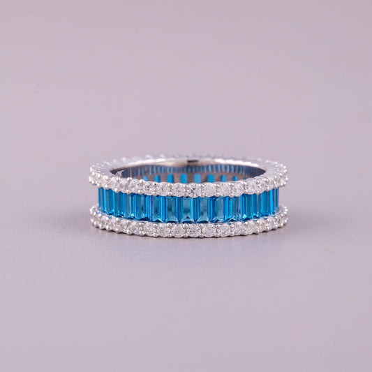 Emerald Cut Natural Sapphire Solitaire Band - view 2