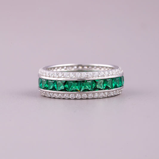 Natural Sapphire Engagement-Wedding Infinity Diamond Band - view 2