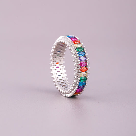 Marquise Sapphire Cluster Ring with Diamond Halo Band - view 4