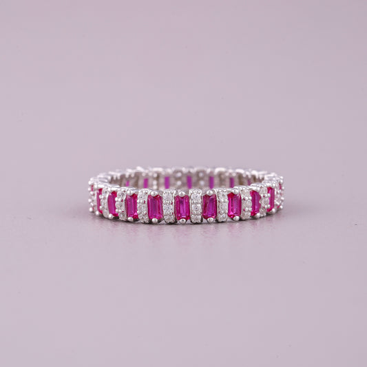 Sapphire & Diamond Wedding Band Solitaire Statement Ring - view 2