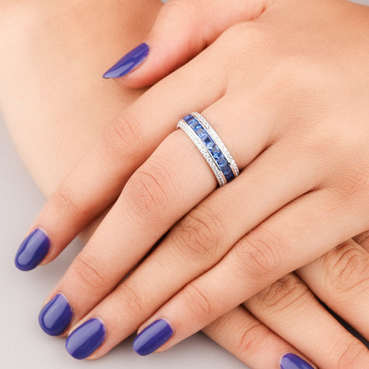 Oval Natural Sapphire Ring with Diamond Accents - view 3
