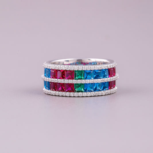 Vintage Emerald Cut Natural Sapphire Diamond Ring High End Luxury - view 2