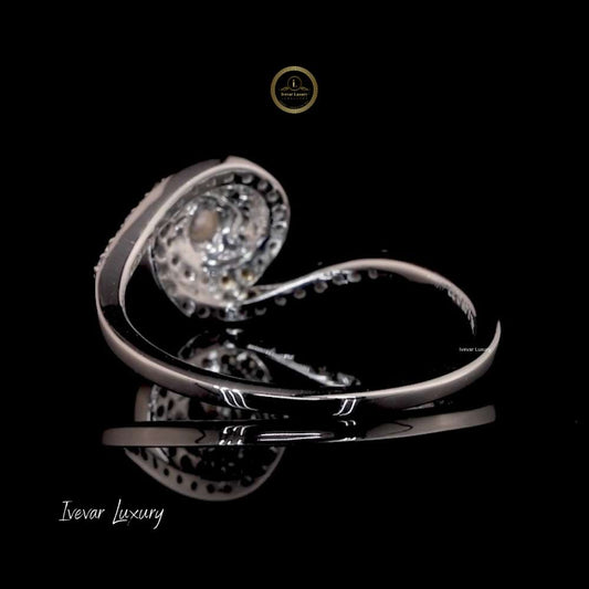 14K Gold Natural Rose Cut Diamond Double Halo Ring - view 2