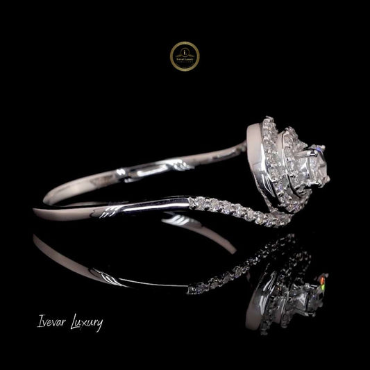 14K Gold Natural Rose Cut Diamond Double Halo Ring - view 3