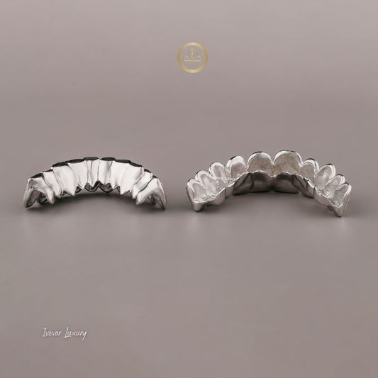 Hip Hop Culture Inspired Teeth Grills Set with Chevron Pave Moissanite - view 3