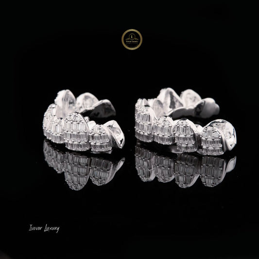 Multi Row Diamond Grillz Covered in Baguette and Round Lab Diamonds - view 2