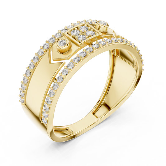Round Cut Moissanite Wide Band Statement Ring - view 4