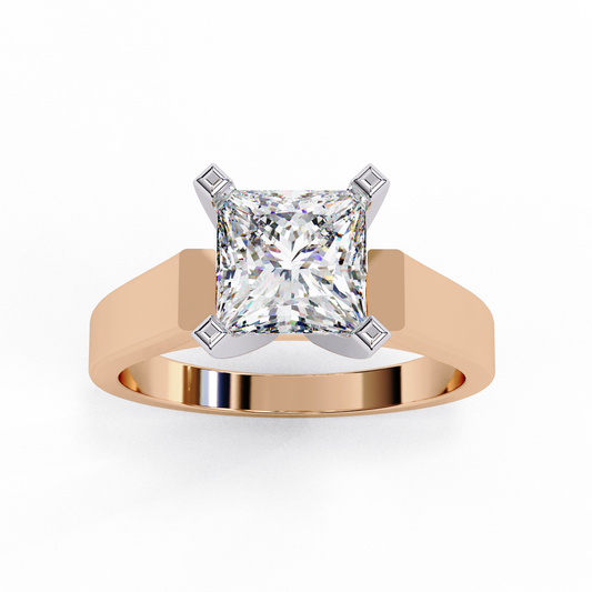 Four Sleek Princess Cut Lab Diamond Solitaire Engagement Ring - view 3