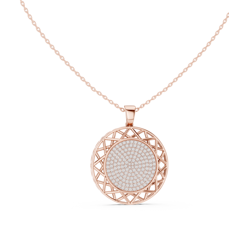 Circular Medallion Pendant with Cluster - view 2