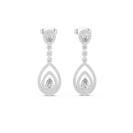Interlinked Pear Cut Floating Halo Drop Earring - view 3