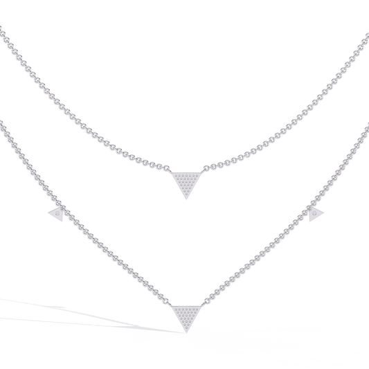Two Layered Triangle Pave Necklace - view 3