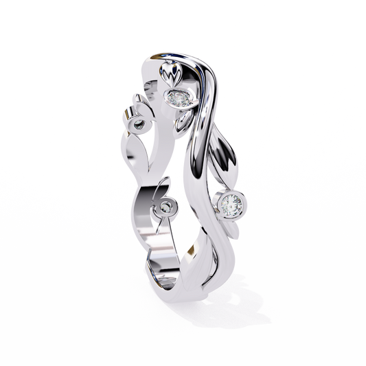 Twisted Vine Moissanite Bezel Set Band Ring - view 2