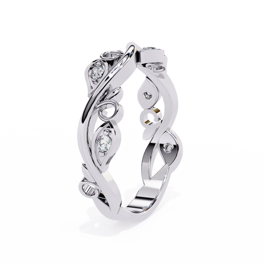 Vintage Twisted Round Cut Lab Diamond Crossover Band Ring - view 2