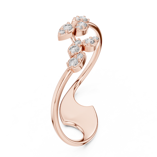 Leaf Wrap Ring with Round Moissanite Engagement Ring - view 3