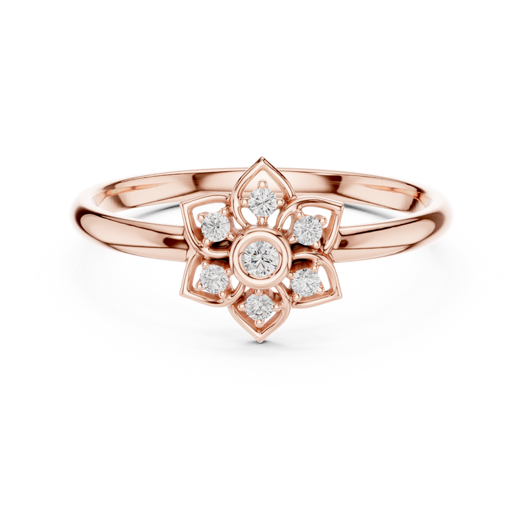 Round Cut Lab Diamond Floral Cluster Split Shank Ring - view 2