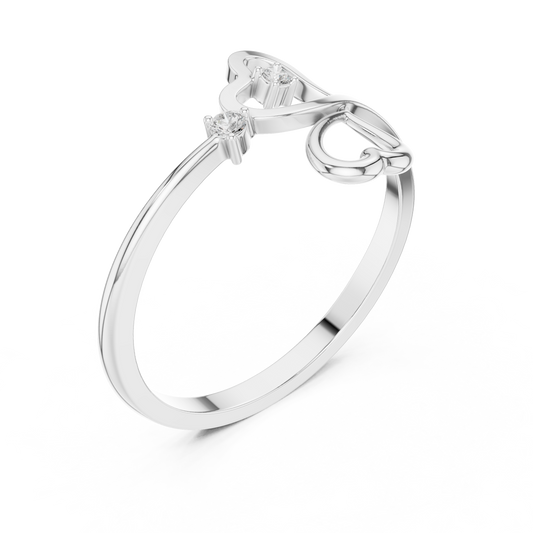 Double Heart Shape Round Cut Moissanite Anniversary Ring - view 4