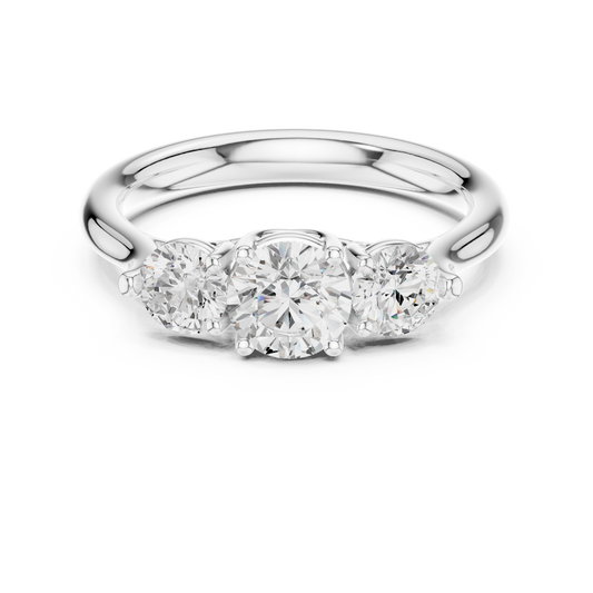 Round Brilliant Cut Three Stone Lab Diamond Engagement Ring - view 3