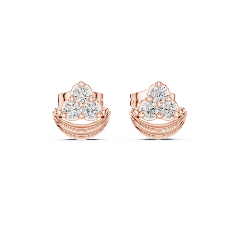 Luna Crest Round Crescent Cluster Stud Earrings - view 2