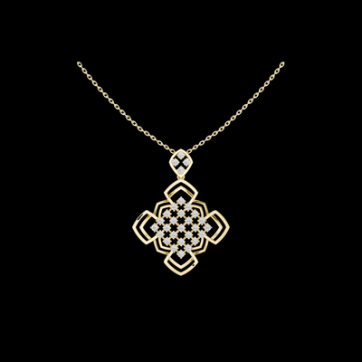 Round Diamond Floral Geometric Lab Grown Necklace