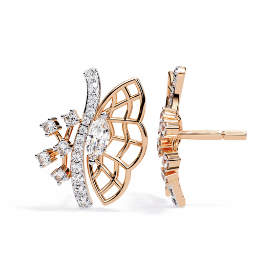 Butterfly Grace Marquise Cut Studs with Round Side Stones - view 4