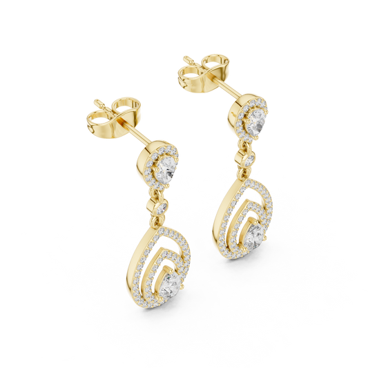 Interlinked Pear Cut Floating Halo Drop Earring - view 4