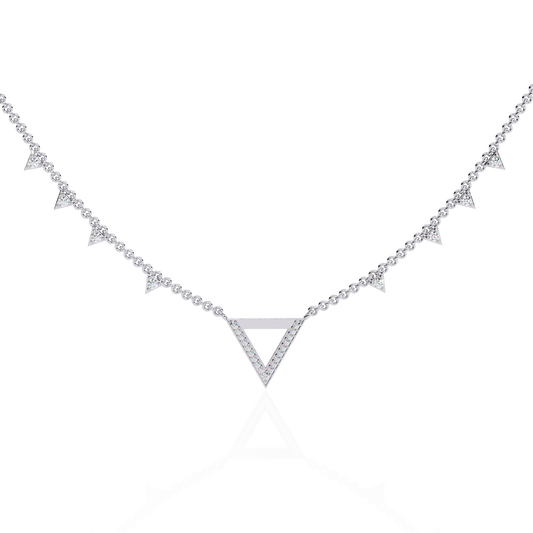 Open Triangle Pave Station Pendant Necklace - view 3
