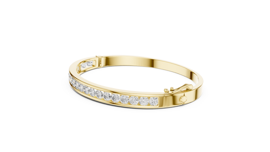 3.47 TCW Channel Set Round Brilliant Moissanite Bangle Bracelet - view 4