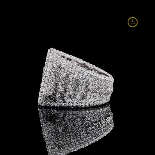 Custom Iced Out Lab Grown Diamond Signet Statement Ring - view 3