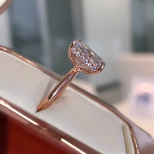 Radiant Cut Moissanite Hidden Halo Solitaire Ring - view 4