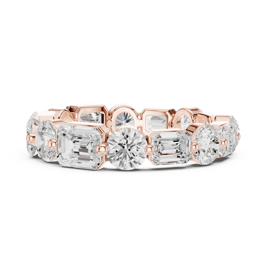 Round & Emerald Cut Lab Diamond Eternity Band - view 2