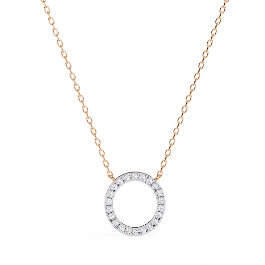 Round Cut Open Circle Halo Pendant - view 3