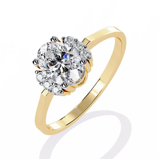 Oval Moissanite Cluster Wedding Bridal Ring - view 2
