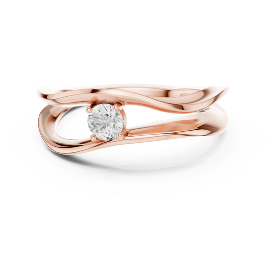 Round Solitaire Twisted Sculpted Split Band Lab Grown Ring - view 4