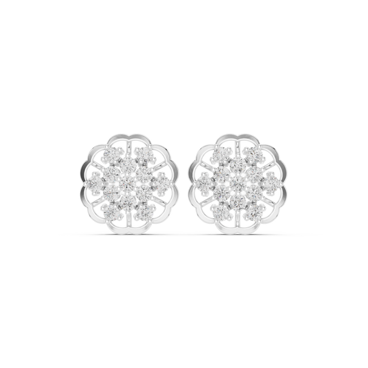 Filigree Openwork Border Round Floral Cluster Earrings - view 3