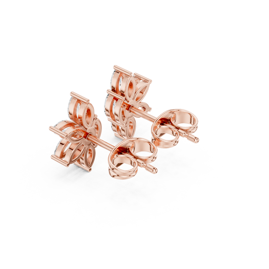 Floral Blossom Lab Diamond Marquise Cut Starburst Cluster Studs Earring - view 3