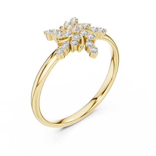 Floral Cluster Round Cut Lab Diamond Statement Ring - view 2