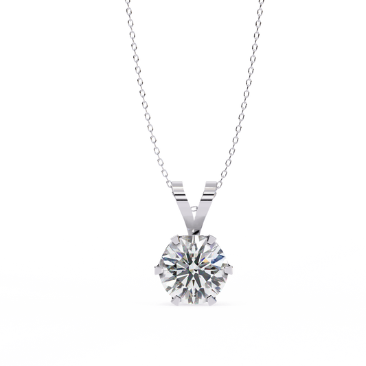 Round Solitaire Six Prong V Bail Pendant - view 4