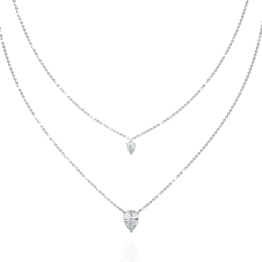 Layered Pear Cut Double Pendant Necklace - view 3