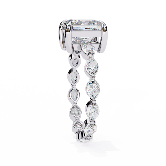 Princess Cut Anniversary Ring with Marquise Band - view 4