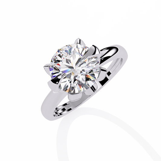 Six Prong Round Cut Lab Diamond Solitaire Engagement Ring - view 4