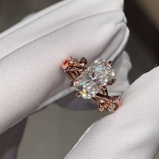 Nature Inspired Elongated Cushion Moissanite Ring - view 4