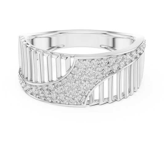 Round Cut Moissanite Men's Vertical Pillar Cage Pave Statement Ring - view 3