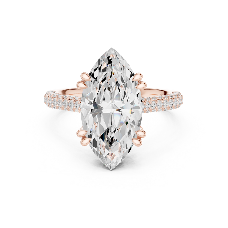 Dual Prong Marquise Cut Lab Diamond Engagement Ring - view 2