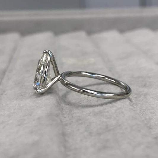 Pear Cut Moissanite Solitaire Delicate Wear Engagement Ring - view 4