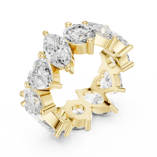 Multi Shape Lab Diamond Pave Setting Wedding Band - view 4