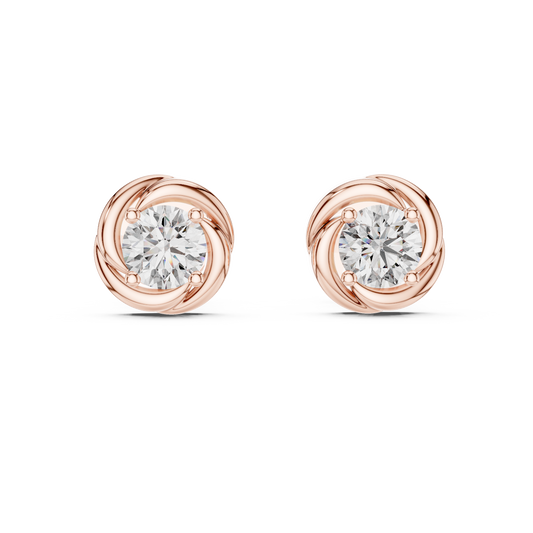 Swirl Border Round Cut Architectural Stud Earrings - view 2
