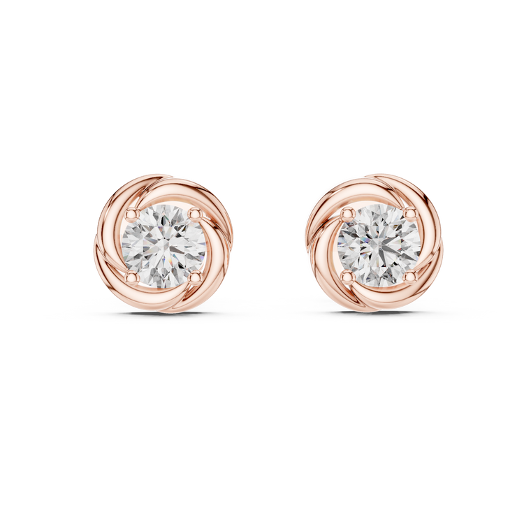 Swirl Border Round Cut Architectural Stud Earrings - view 2