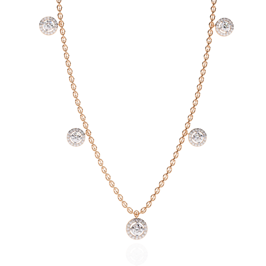 Round Cut Halo Station Necklace - view 2