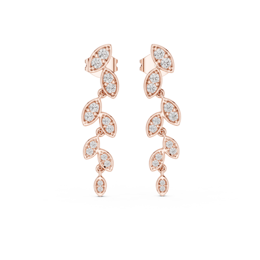 Abstract Crescent Ribbon Round Cut Lab Diamond Stud Earrings - view 2